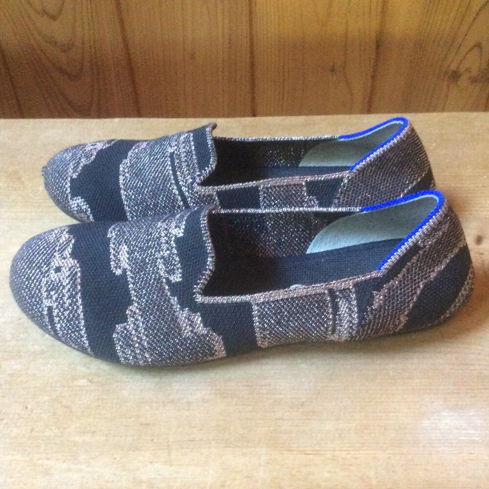 Rothy's The Loafer Golden Metallic Slip On Round Toe Flat Shoe Kids Size 3 - Picture 4 of 7